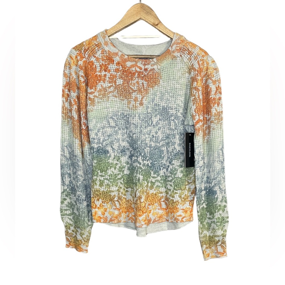 Democracy Women's Floral Printed Round Neck Sweater NWT